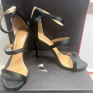 Express black satin heels